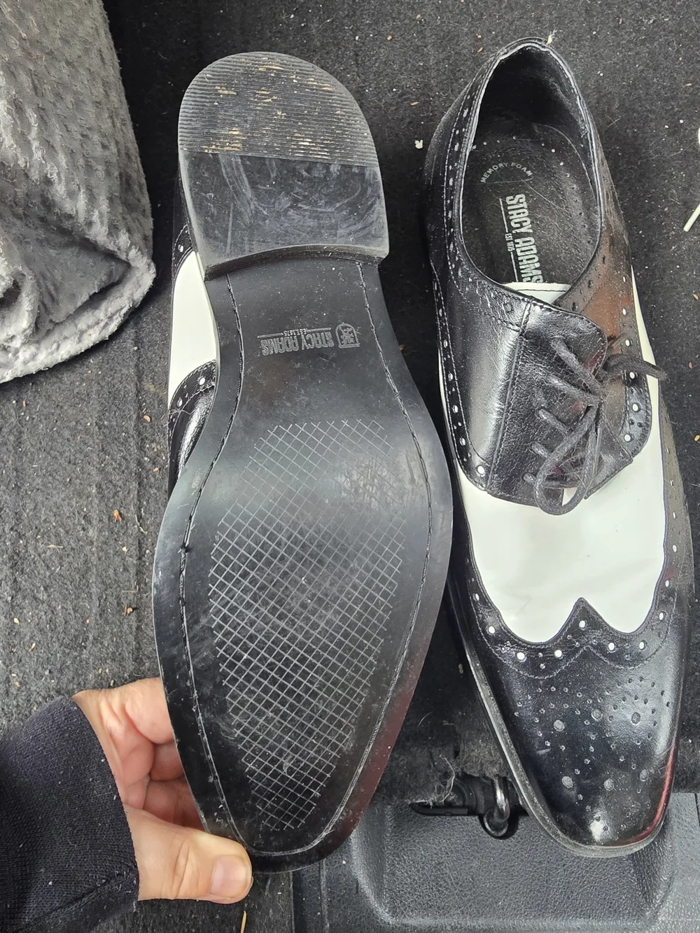 Stacy Adams Black and White Two-Tone Wingtip Oxfords